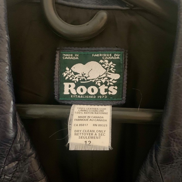 Roots vintage leather jacket blue/gray large made in Canada - Picture 4 of 5